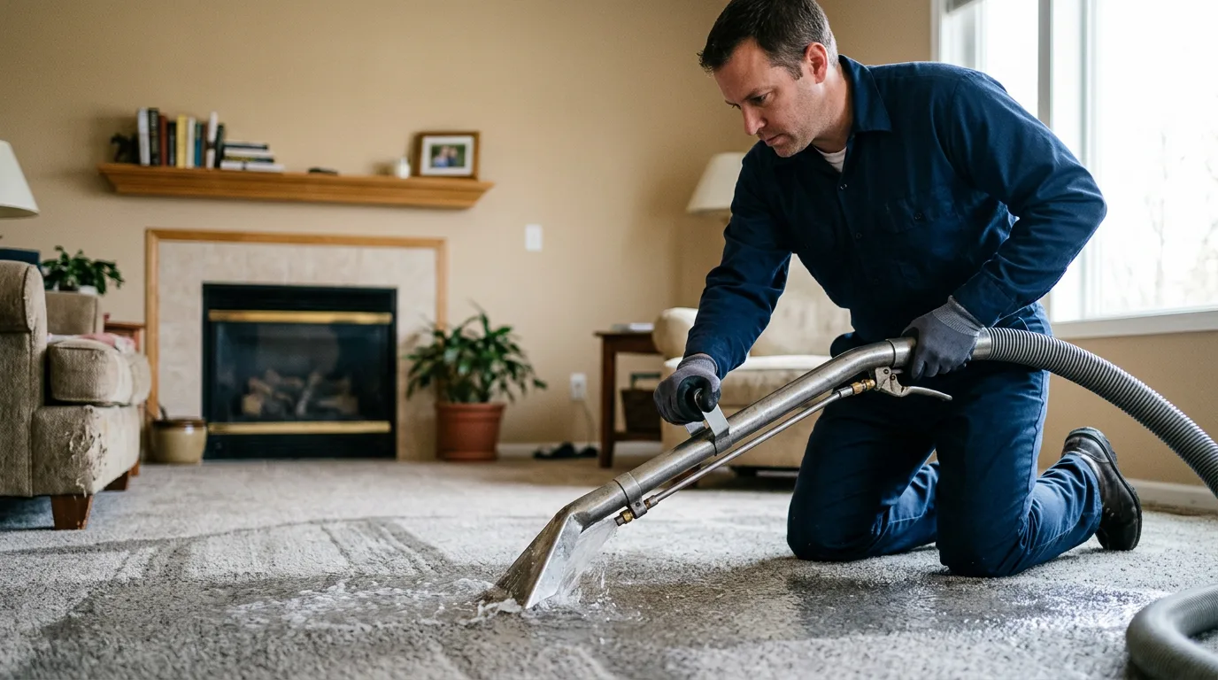 Water damage restoration technician working near Dexter City, OH